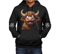 Highland Cow Hoodie - Men's Western Cow Print Sweatshirt