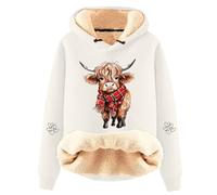 Highland Cow Hoodies for Women UK Fleece Lined Sherpa Sweatshirts Cute Long Sleeve Highland Cow Jumper Country Western Sweatshirt 2025 M-5XL