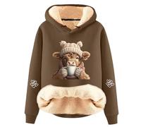 Highland Cow Hooides Jumpers for Women, Fleece Lined Sherpa Hoodie Cow Sweatshirt, Trendy Drawstring Long Sleeve Pullover Highland Cow Gifts for Women 2026