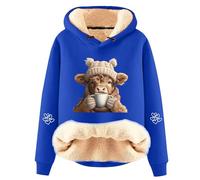 Highland Cow Hooides Jumpers for Women, Fleece Lined Sherpa Hoodie Cow Sweatshirt, Trendy Drawstring Long Sleeve Pullover Highland Cow Gifts for Women 2026