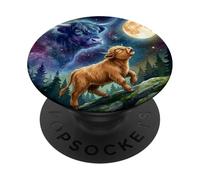 Highland Cow Howling at the Moon Night Sky Animal Art PopSockets Adhesive PopGrip