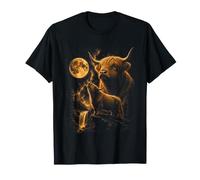 Highland Cow Howling at the Moon Scottish Cattle Night T-Shirt