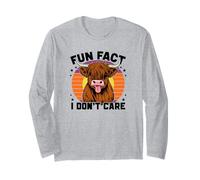 Highland Cow Humor - Fun Fact I Don't Care Graphic Long Sleeve T-Shirt