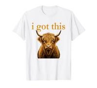 Highland Cow I Got This Funny Scottish Cow Motivational Value Graphic T-Shirt, Men, White, M