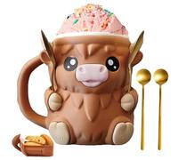 Highland Cow Ice Ceam Holder, 3D Printed Ice Cream Pint Sleeves Cover with 2 Spoon, Beer Can Container, Highland Cow Lover Gifts