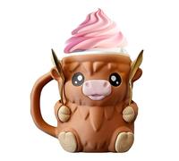 Highland Cow Ice Cream Cup Holder, 3D Reusable Ice Cream Tub Pint Holder with Snack Drawer,Spoon,Non-Slip Base, Anti-Freeze Handle,Ice-Creams Cozy Sleeve, Gift for Ice-Creams Lovers