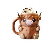Highland Cow Ice Cream Holder Ice Cream Pint Holder with Spoon & Handle Beer Can Holder Gift For Cream Lovers (1)