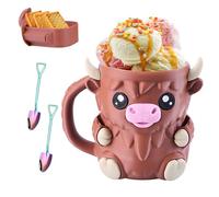 Highland Cow Ice Cream Holder, Ice Cream Pint Sleeves Cover with 2 Spoon & Handle, Cute Animal ICES Creams Cooler Container Leakproof Popsicle Cozy Beer Can Cup, Highland Cow Lover Gifts