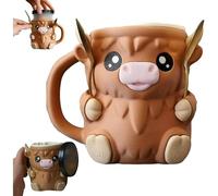 Highland Cow Ice Cream Holder - Leak Proof Pint Cup Sleeve,3d Printed Reusable Popsicle Containers,With Antifreeze Handle And Two Spoons,Cute Dessert Container For Beer Can Cooler (Brown)