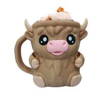 Highland Cow Ice Cream Pint Holder - 3D Printed Leak Proof Beer Can Sleeve with Anti-Freeze Handle, Non-Slip Base Fits Ice Cream 16oz, Gift for Highland Cow Lovers