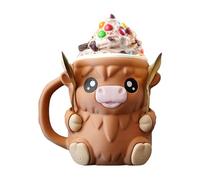 Highland Cow Ice Cream Pint Holder, Cute Cow Ice Cream Holder Cup, Reusable ICES Creams Pint Cup Holders with Snack Drawer & Spoon Slot, Antifreeze Leakproof Icecream Containers Cups Sleeve
