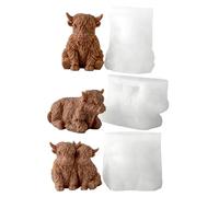 Highland-Cow Ice-Cube Mold, Cute 3D Highland-Cow Silicone Ice-Cube Tray, Cartoon Highlands Cows Candle Mold, Silicone Animal ICES Cubes Tray for Chocolate, Candy, Jelly, Homemade Treats