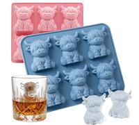 Highland Cow Ice Cube Tray, 2026 New Mini Highland Cow Ice Cube Mold, Cute 3D Highland Cow Silicone Ice Cube Tray, Silicone Animal Ice Cube Tray for Chocolate Whiskey Cocktails Coffee Gift (B+P)