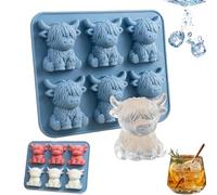 Highland Cow Ice Cube Tray,Mini Highland Cow Ice Cube Mold,Silicone Animal Ice Cube Tray,3D Highlands Cows Ice Cube Silicone Molds Tray,3D Cute Silicone ICES Tray for Cocktails Beer Drinks Party