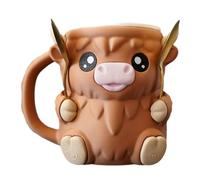 Highland Cow Ice Pint Holder, 3D Printing Ice Cream Pint Holder Containers with Antifreeze Handle and Spoon, Cute Cow Ice Cream Pint Holder, Leak Proof Beer Can Cup, Secret Snack Drawer