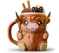 Highland Cow Ice Pint Holder, Cute Animal Ice Creams Cooler Container, Anti-Freeze Cup with Drawer and Spoons 3D Reusable ICES Cream Tub Pint Holder for ICES Cream Beer Can