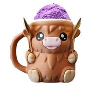 Highland Cow Ice Pint Holder, Cute Ice Cream Cup Holder with Spoon Slot & Handle, 3D Printed Insulated Sleeve for Frozens Desserts Yogurt Bowls, No More Cold, Gift for Icecream Lovers