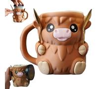 Highland Cow Ice Pint Holder, Cute Insulated 16oz Cow Ice Cream Pint Holder, Reusable Pint Ice Cream Holder with Lid & Spoon Storage, Beer Can Holder, Highland Cow Lover Gifts (Brown)