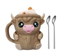 Highland Cow Ice Pint Holder, Ice Cream Pint Holder, Highland Cow Popsicle Containers with Antifreeze Handle Dessert Cup Reusable Beer Can Holders for Gathering Picnic No More Cold Hands