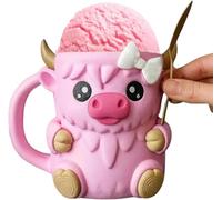 Highland Cow Ice Pint Holder,Ice Cream Pint Sleeves Cover with Spoon & Handle,Cute Animal Ice Creams Cooler Container Leak Proof Popsicle Cozy Beer Can Cup,Highland Cow Lover Gifts (Color C)