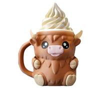 Highland Cow Ice Pint Holder Reusable Ice Cream Pint Holder, Cute 3D Printed Highland Cow Ic-e Cream Holde-r With Anti-Freeze Handle & 2 Spoons Slots, Beer Can Container, Leak Proof Cooler Sleeves