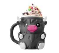 Highland Cow Ice Pint Holder Reusable Ice Cream Pint Holder, Cute 3D Printed Highland Cow Ic-e Cream Holde-r With Anti-Freeze Handle & 2 Spoons Slots, Beer Can Container, Leak Proof Cooler Sleeves