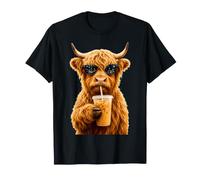 Highland Cow Iced Coffee Funny Animal Meme Lover Solar Men T-Shirt