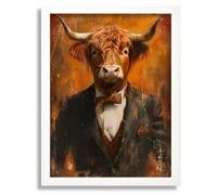 Highland Cow In A Suit Wall Art Print Animal Framed Picture Cow Artwork Gift Poster A5 - Wall Art Home Decor Movie Poster Canvas Film Cinema Retro Vintage Cult Classic Nostargic Saga Modern reprint w
