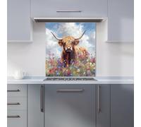 Highland Cow In A Summer Meadow Kitchen Splashback Warren Reed - Designer Multi 600mm x 650mm