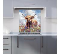 Highland Cow In A Summer Meadow Kitchen Splashback Warren Reed - Designer Multi 700mm x 750mm
