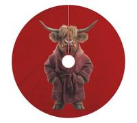 Highland Cow in Bath Funny Christmas Tree Skirt Red 36 Inches Xmas Tree Mat Funny Decor for Family Christmas Holiday
