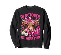 Highland Cow In October We Wear Pink Breast Cancer Awareness Sweatshirt