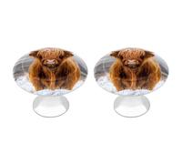 Highland Cow in Scottish Highlands Cute Drawer Handles Modern Round Design Colorful Drawers Knobs Perfect for Kitchen Cabinets Dressers