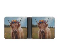 Highland Cow in Scottish Highlands Printed Bifold Wallet with Hidden Compartments Pocket Money and Credit Card Holder for Men Women