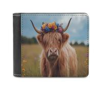 Highland Cow in Scottish Highlands Printed Bifold Wallet with Hidden Compartments Pocket Money and Credit Card Holder for Men Women