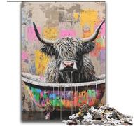 Highland Cow in The Bathroom 2000 Pieces Jigsaw Puzzle for Adults& Teens, Educational Games DIY Toys with Matching Poster And Trivia Sheet for Age 14+ (70x100cm)