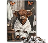 Highland Cow in The Bathroom Puzzles for Teenagers Teens 1000pc Puzzle,Family Game Stress Reliever Difficult Challenge Great Gifts And Toys (38x26cm)