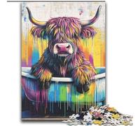 Highland Cow in The Bathtub 2000 Pieces Jigsaw Puzzle For Adults Teens, Challenging Game And Family Play Parent-child Interaction (70x100cm)