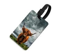 Highland Cow in The Scottish Highlands Luggage Tag Personalised Suitcase Labels Tags Holder Identifier for Women Men One Size
