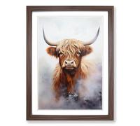 Highland Cow Informel Framed Wall Art Print A2 Walnut