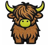 Highland Cow Iron On Patch - Farm Animal Wildlife Applique for Jackets, Bags, Hats, Jeans and Crafts
