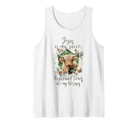 Highland Cow Jesus Christian Religious Highland Cow Tank Top