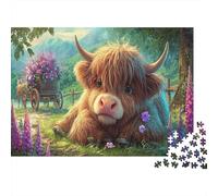 Highland Cow Jigsaw Puzzles 1000 Piece for Adults, Blooming Pastures 1000 Pieces Classic Educational Games Decoration Puzzle 52x38cm/1000pcs