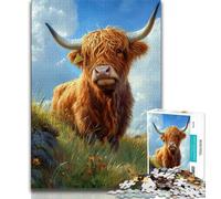 Highland Cow Jigsaw Puzzles 1000 Pieces for Adults Teens,Help The Brain Exercise Addictive Toys to Cultivate Patience Parent-child Interaction 50x75cm