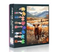 Highland Cow Jigsaw Puzzles for Adults 1000 Animals 1000 Piece Jigsaw Puzzle with Letters on Back Nature Landscape Challenging Puzzles for Adults as Home Decor (27.5"x19.7")