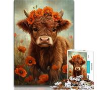 Highland Cow Jigsaw Puzzles for Adults 1000 Jigsaws,Family Game Stress Reliever Difficult Challenge Gifts for Friends And Family (38x26cm)