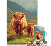 Highland Cow Jigsaw Puzzles for Adults Teenagers Jigsaws Puzzle,for Educational Game Challenge Toy Unique Home Decor And Gifts 50x75cm