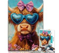 Highland Cow Jigsaw Puzzles for Teenagers 1000 Jigsaws,Stress Reliever Difficult Challenge Suitable for Desktop Decoration (75x50cm)