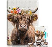 Highland Cow Jigsaw Puzzles for Teenagers 1000 Piece,Decompressing Intellectual Educational Toy Great Gifts And Toys (38x26cm)