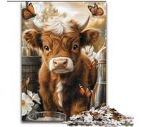 Highland Cow Jigsaw Puzzles for Teenagers 1000 Piece, Help The Brain Exercise Addictive Toys to Cultivate Patience Perfect Decoration (size 26x38cm)